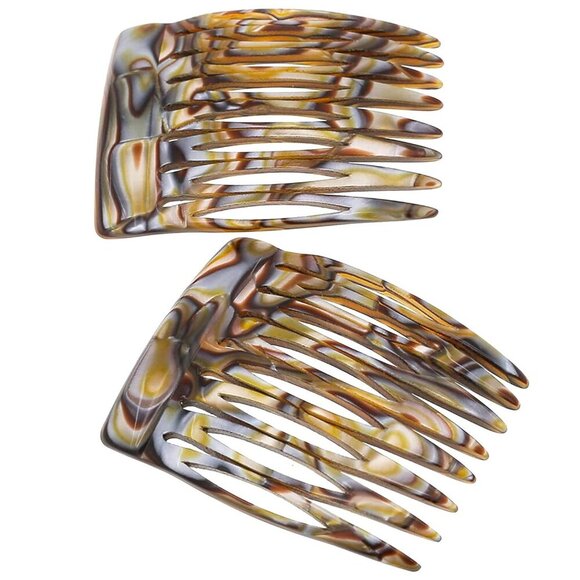 Paris /2 French Hair Side Comb Handmade Onyx, Small Twist Hair Decorative, Stron - Picture 1 of 9